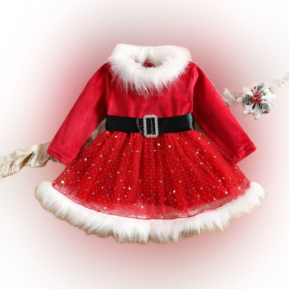 🎄Red Miss Claus Christmas Toddler Dress